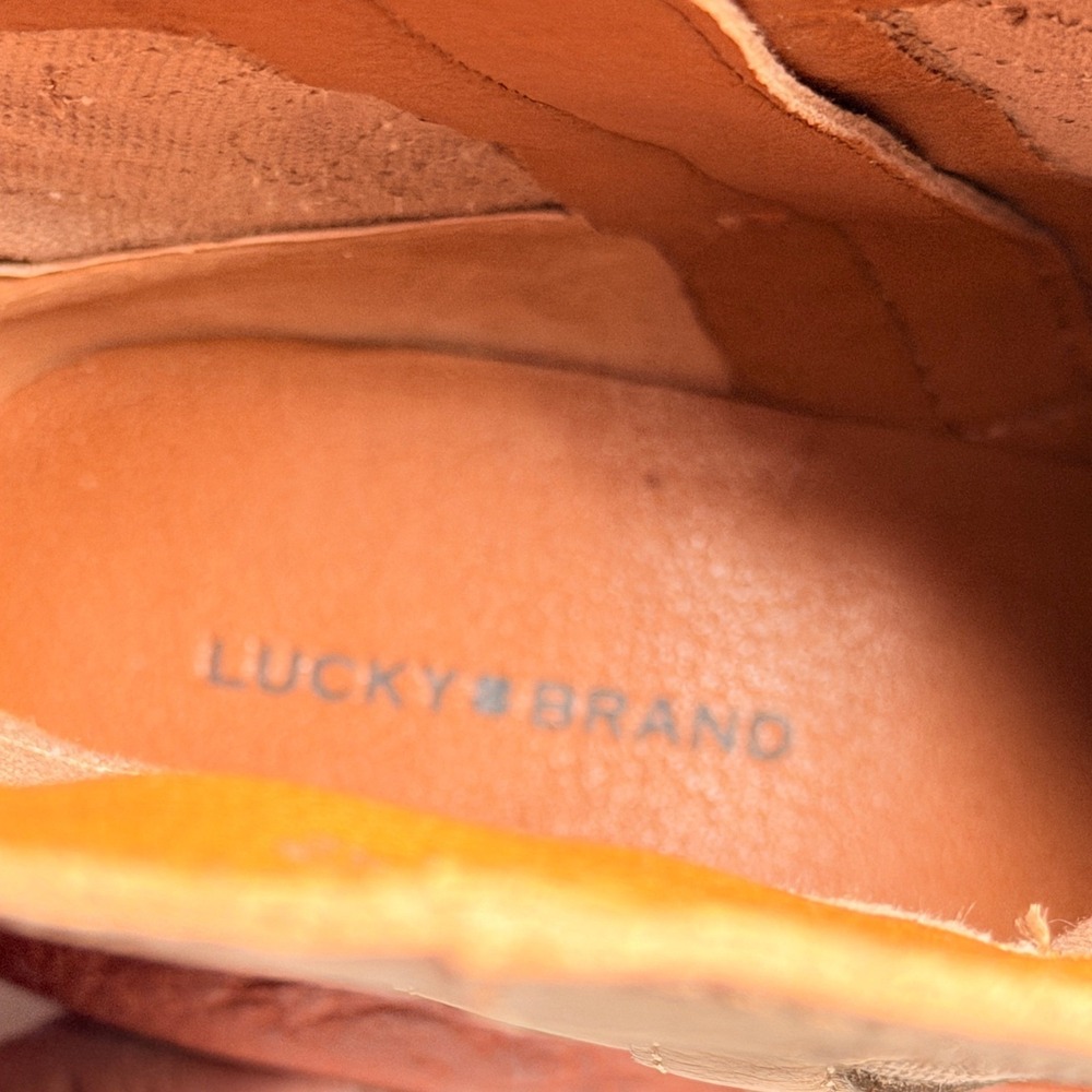 Lucky Brand Herzie Boots Womens 11 Red Tan Leather Cutout Western Ankle Boot New - Picture 9 of 10